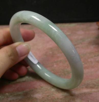 Certified Hand Carved Lavender Green 100% Natural Myanmar Burma A Jade Jadeite Circle Round Bangle Bracelet 61mm