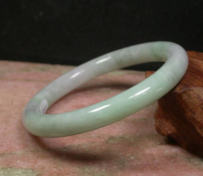 Certified Hand Carved Lavender Green 100% Natural Myanmar Burma A Jade Jadeite Circle Round Bangle Bracelet 61mm