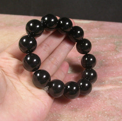 Certified Natural Black Burma A JADE Jadeite Bead Beads Bangle Bracelet 17mm