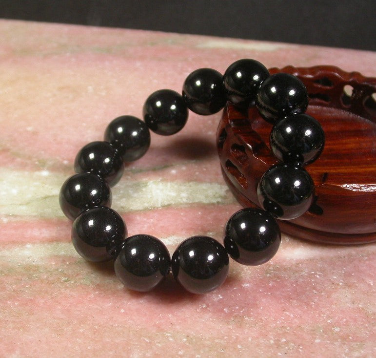 Certified Natural Black Burma A JADE Jadeite Bead Beads Bangle Bracelet 17mm