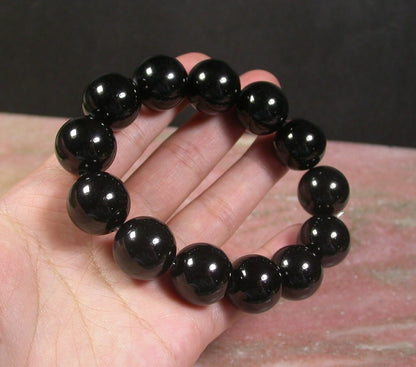 Certified Natural Black Burma A JADE Jadeite Bead Beads Bangle Bracelet 17mm