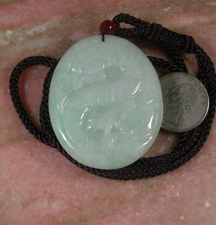 Certified Hand Carved Green Burma Natural A Jade jadeite Dragon Lotus Flower Pendant Necklace