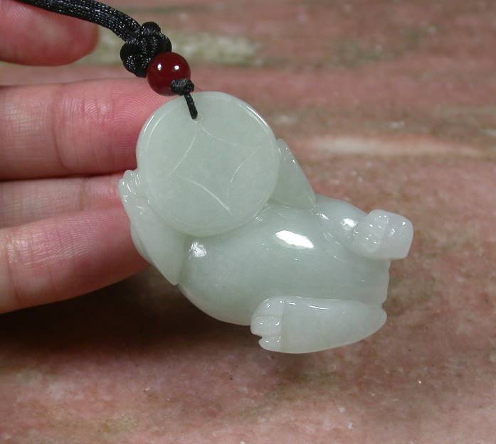 Certified Light Green Natural Hand Carved Burma A Jade jadeite Dragon Pi Xiu Pendant Necklace