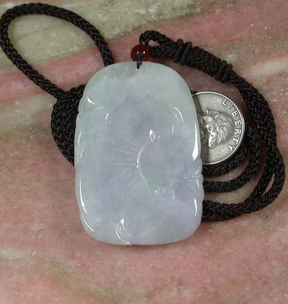 Certified Hand Carved Lavender Natural Myanmar Burma A Jade Jadeite Dragon Spit Bead Pendant Necklace