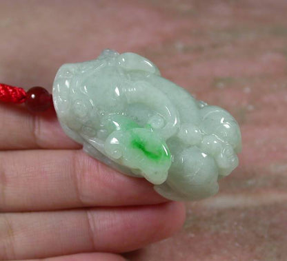 Certified Hand Carved Green Natural Hand Carved Myanmar Burma A Jade jadeite Dragon Pi Xiu Pendant Necklace