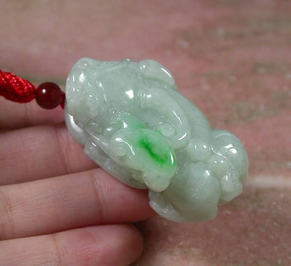 Certified Hand Carved Green Natural Hand Carved Myanmar Burma A Jade jadeite Dragon Pi Xiu Pendant Necklace