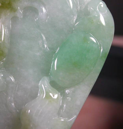 Certified Hand Carved Green Yellow Myanmar Burma A Jade jadeite Dragon Mouse Pendant Necklace