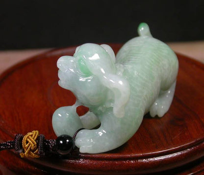 Certified Hand Carved Green Burma 100% Natural Myanmar Burma A Jade jadeite Zodiac Dog Pendant Necklace