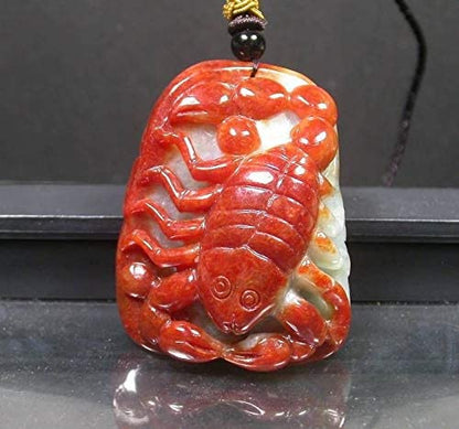 Certified Natural Myanmar Burma Grade A Jade Jadeite Scorpion Scorpio Lucky Amulet Pendant Necklace