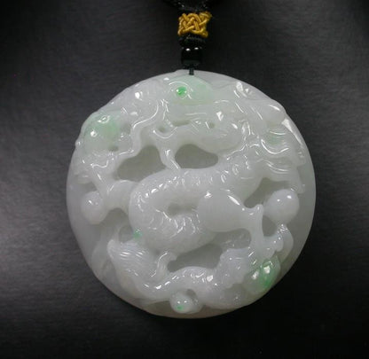 Certified Hand Carved Green Myanmar Burma Natural A Jade jadeite Dragon Mouse Pendant Necklace