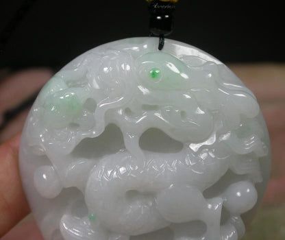 Certified Hand Carved Green Myanmar Burma Natural A Jade jadeite Dragon Mouse Pendant Necklace