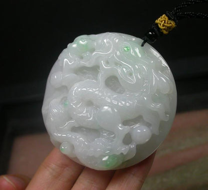 Certified Hand Carved Green Myanmar Burma Natural A Jade jadeite Dragon Mouse Pendant Necklace