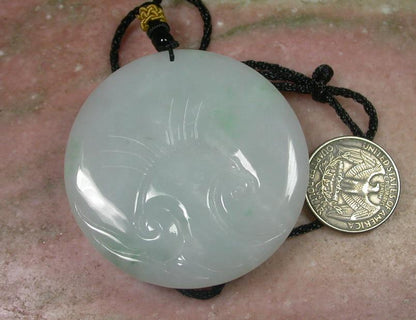 Certified Hand Carved Green Myanmar Burma Natural A Jade jadeite Dragon Mouse Pendant Necklace