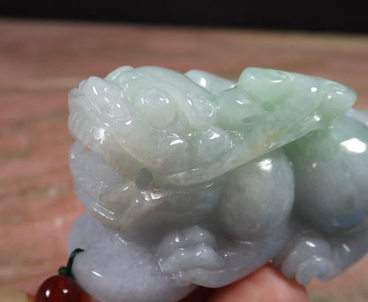 Certified Natural Hand Carved Myanmar Burma A Jade jadeite Dragon Pi Xiu Coin Pendant Necklace