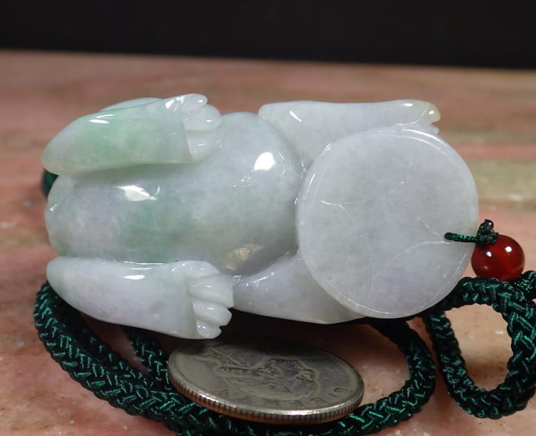 Certified Natural Hand Carved Myanmar Burma A Jade jadeite Dragon Pi Xiu Coin Pendant Necklace