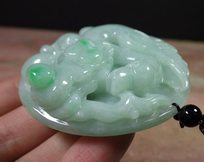 Certified Green Natural Myanmar Burma Grade A Jade jadeite Swan Lotus Flower Pendant Necklace