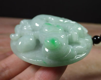 Certified Green Natural Myanmar Burma Grade A Jade jadeite Swan Lotus Flower Pendant Necklace