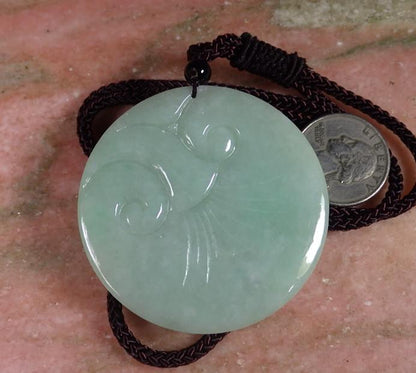 Certified Green Natural Myanmar Burma Grade A Jade jadeite Swan Lotus Flower Pendant Necklace