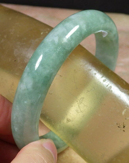 Certified Hand Carved Green Natural Myanmar Burma A JADE Jadeite Circle Bangle Bracelet 59mm