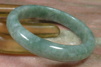 Certified Hand Carved Green Natural Myanmar Burma A JADE Jadeite Circle Bangle Bracelet 59mm