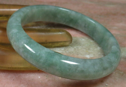 Certified Hand Carved Green Natural Myanmar Burma A JADE Jadeite Circle Bangle Bracelet 59mm