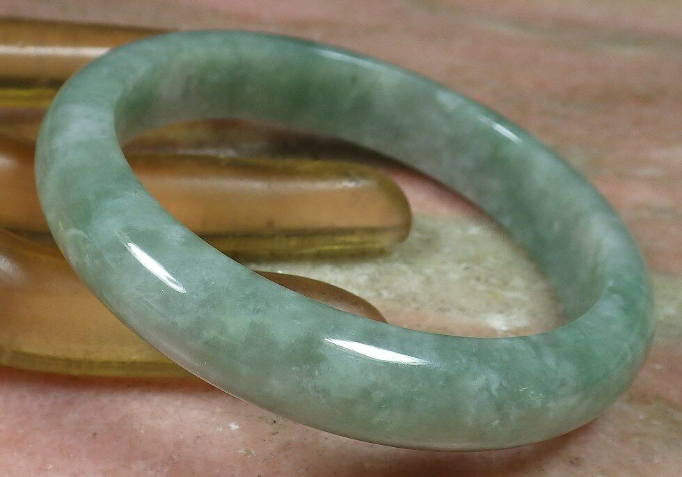 Certified Hand Carved Green Natural Myanmar Burma A JADE Jadeite Circle Bangle Bracelet 59mm