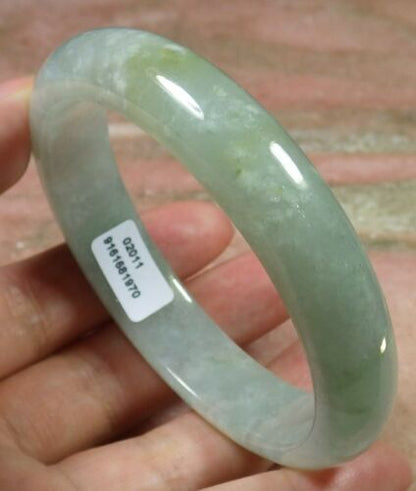 Certified Hand Carved Green Yellow Natural Myanmar Burma Grade A JADE Jadeite Bangle Bracelet 58mm