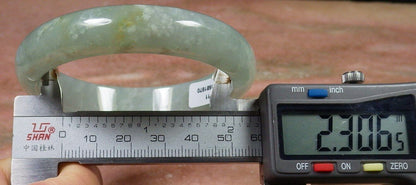 Certified Hand Carved Green Yellow Natural Myanmar Burma Grade A JADE Jadeite Bangle Bracelet 58mm