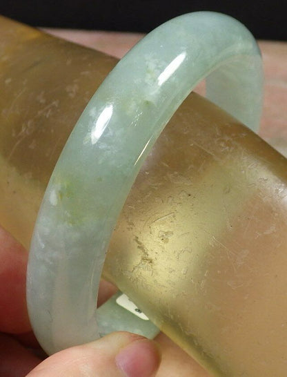 Certified Hand Carved Green Yellow Natural Myanmar Burma Grade A JADE Jadeite Bangle Bracelet 58mm