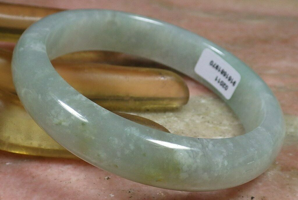 Certified Hand Carved Green Yellow Natural Myanmar Burma Grade A JADE Jadeite Bangle Bracelet 58mm