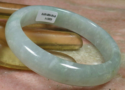 Certified Hand Carved Green Yellow Natural Myanmar Burma Grade A JADE Jadeite Bangle Bracelet 58mm