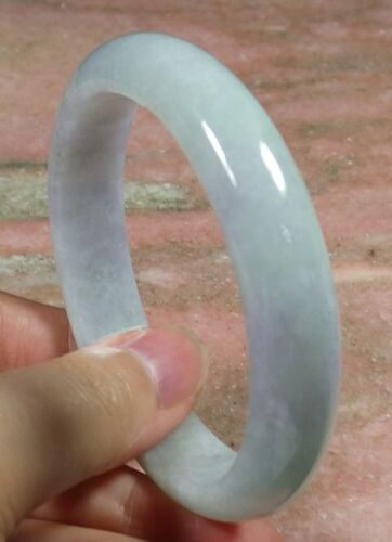 Certified Hand Carved Lavender Green Natural Myanmar Burma Grade A JADE Jadeite Round Circle Bangle Bracelet 57mm