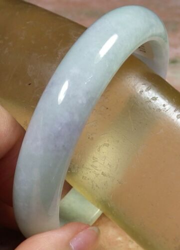 Certified Hand Carved Lavender Green Natural Myanmar Burma Grade A JADE Jadeite Round Circle Bangle Bracelet 57mm