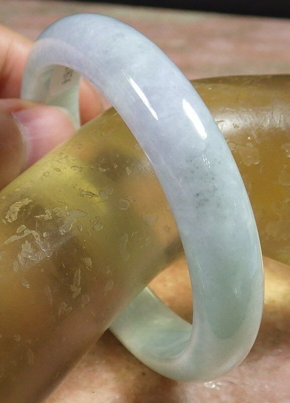 Certified Hand Carved Lavender Green Natural Myanmar Burma Grade A JADE Jadeite Round Circle Bangle Bracelet 57mm