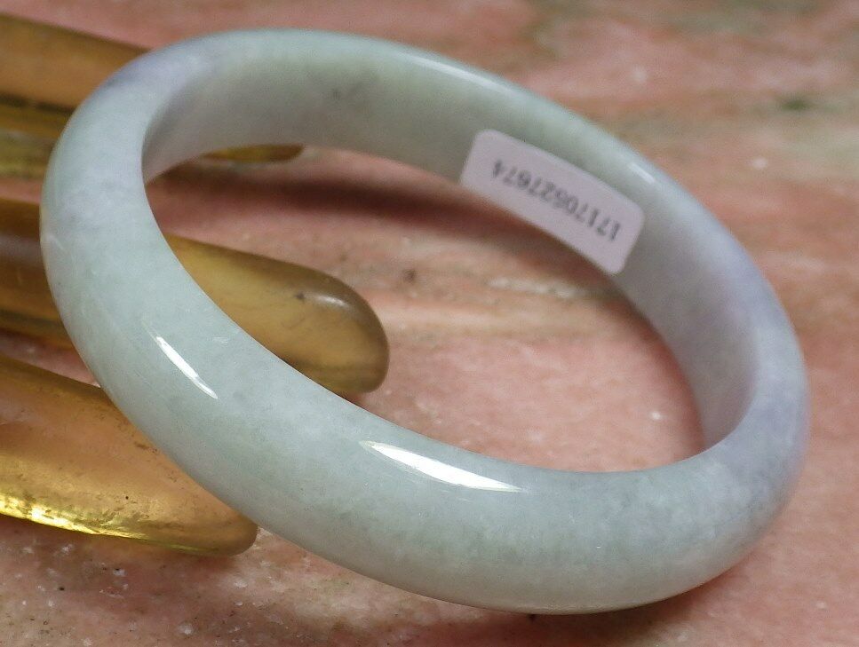 Certified Hand Carved Lavender Green Natural Myanmar Burma Grade A JADE Jadeite Round Circle Bangle Bracelet 57mm