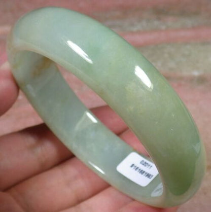 Certified Hand Carved Yellow Green 100% Natural Myanmar Burma Grade A JADE Jadeite Bangle Bracelet 58mm