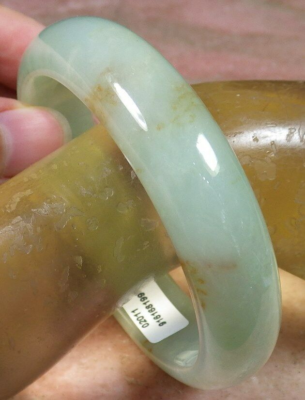 Certified Hand Carved Yellow Green 100% Natural Myanmar Burma Grade A JADE Jadeite Bangle Bracelet 58mm