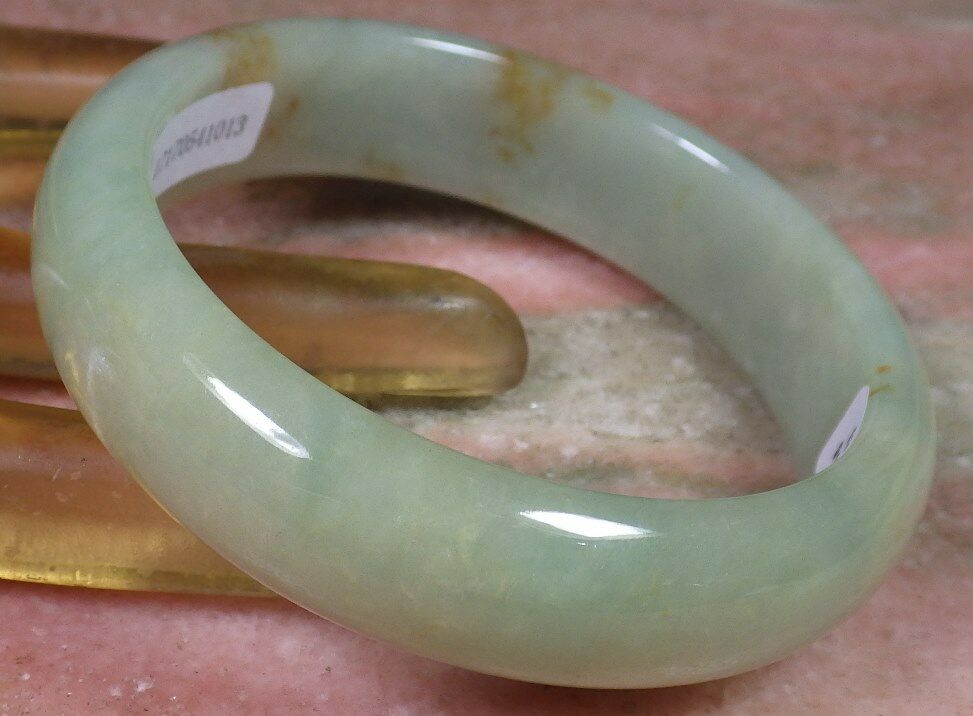 Certified Hand Carved Yellow Green 100% Natural Myanmar Burma Grade A JADE Jadeite Bangle Bracelet 58mm