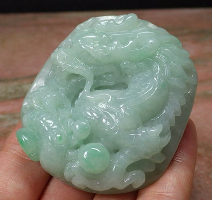 Certified Hand Carved Green Natural Myanmar Burma A Jade jadeite Dragon Bead Beads Pendant Necklace