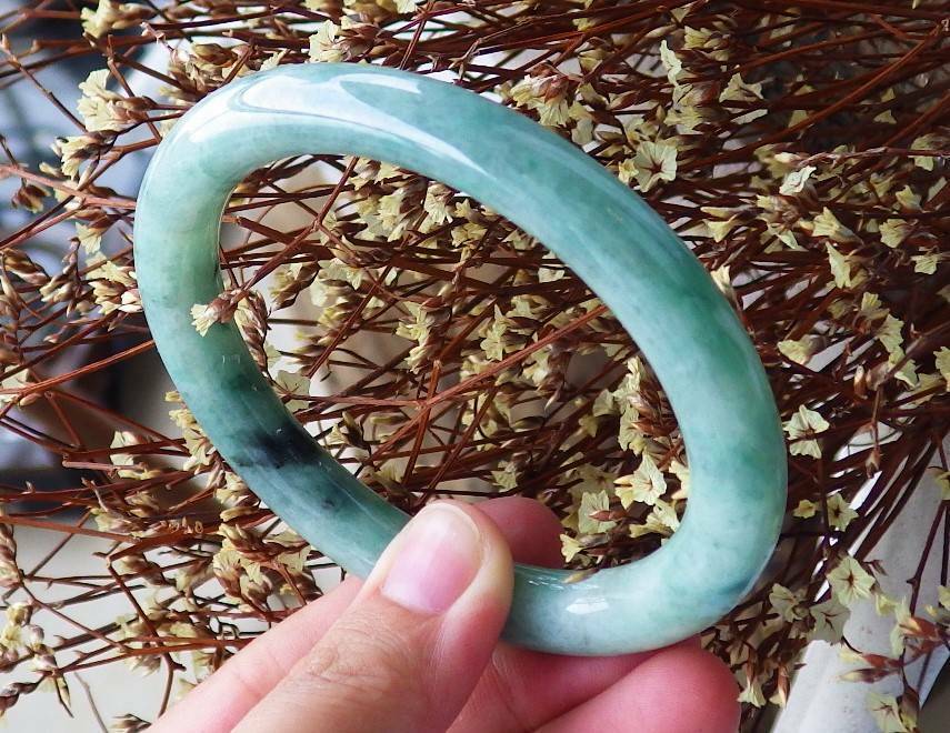 Certified Hand Carved Green 100% Myanmar Burma A JADE Jadeite Circle Bangle Bracelet 61mm