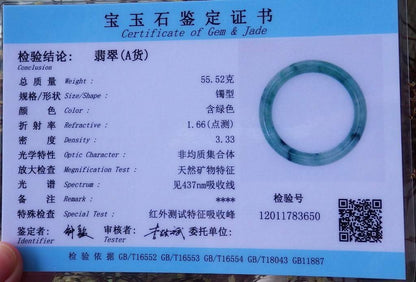 Certified Hand Carved Green 100% Myanmar Burma A JADE Jadeite Circle Bangle Bracelet 61mm