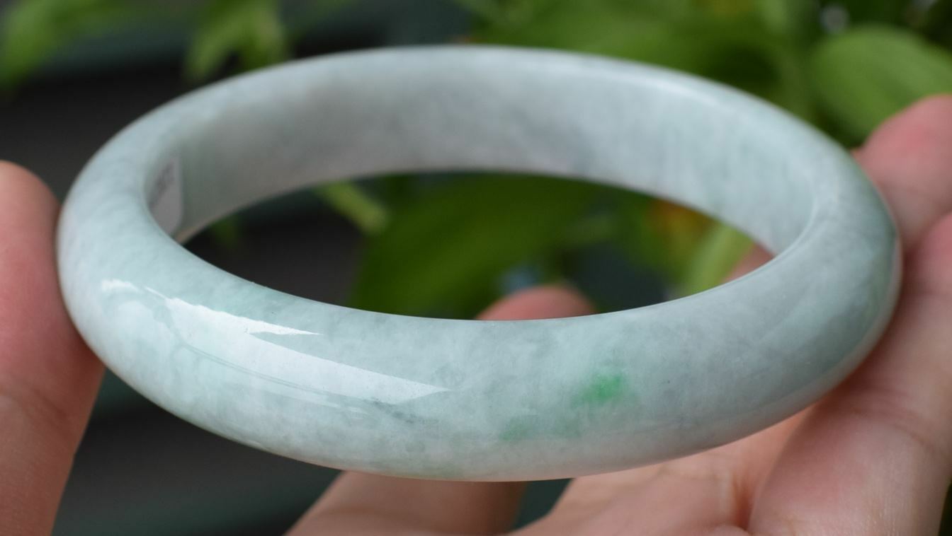 Certified Hand Carved Natural Green Myanmar Burma A JADE Jadeite Circle Bangle Bracelet 61mm