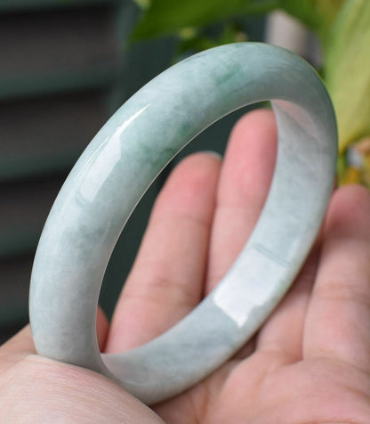 Certified Hand Carved Natural Green Myanmar Burma A JADE Jadeite Circle Bangle Bracelet 61mm