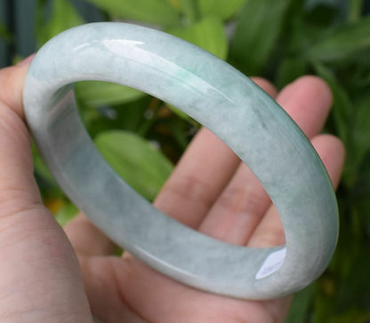 Certified Hand Carved Natural Green Myanmar Burma A JADE Jadeite Circle Bangle Bracelet 61mm