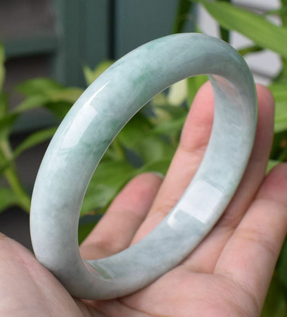 Certified Hand Carved Natural Green Myanmar Burma A JADE Jadeite Circle Bangle Bracelet 61mm