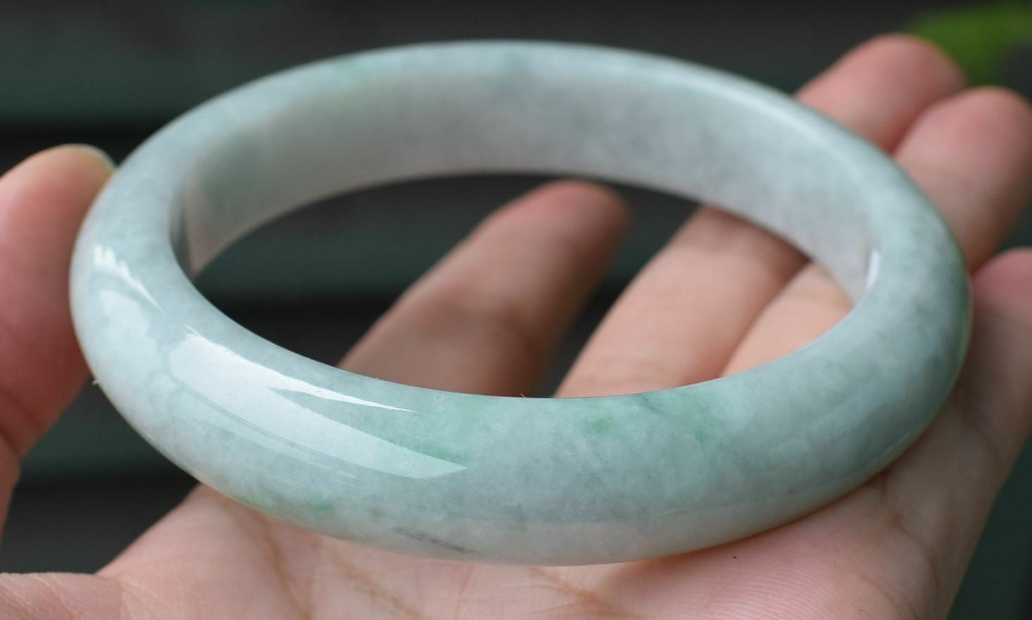 Certified Hand Carved Natural Green Myanmar Burma A JADE Jadeite Circle Bangle Bracelet 61mm