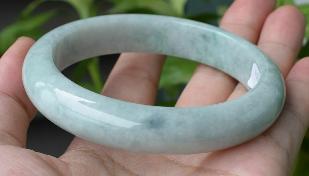 Certified Hand Carved Natural Green Myanmar Burma A JADE Jadeite Circle Bangle Bracelet 61mm