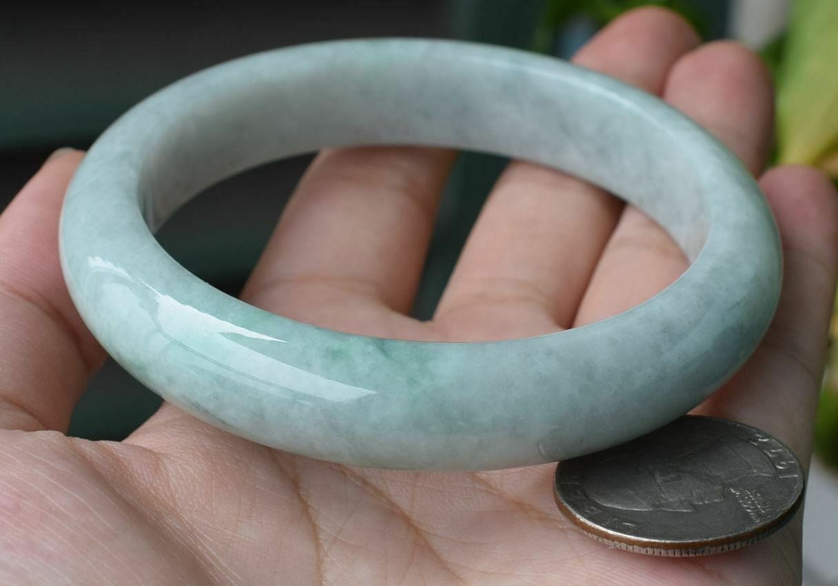 Certified Hand Carved Natural Green Myanmar Burma A JADE Jadeite Circle Bangle Bracelet 61mm