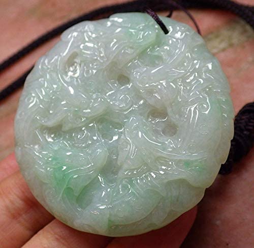 Certified Hand Carved Green Natural Myanmar Burma A Jade jadeite 9 Dragon Circle Pendant Necklace