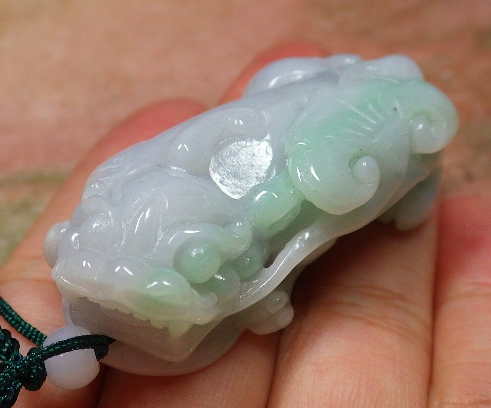 Certified Hand Carved Green Natural Myanmar Burma A Jade jadeite Dragon Pi Xiu Coin Pendant Necklace